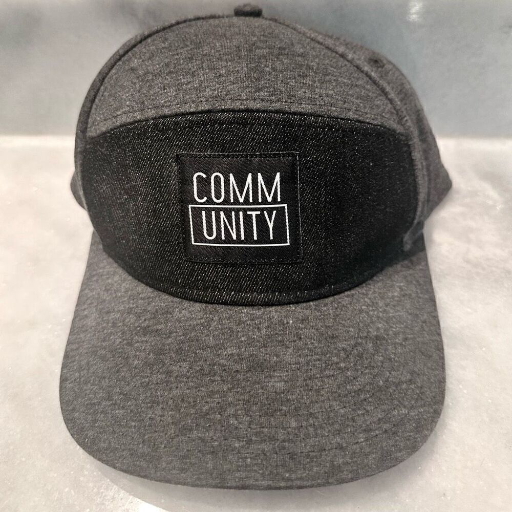 Community Colorblock Heather Adjustable Strapback 5-panel Hat Gray Black OS